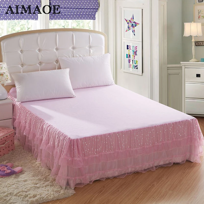 Bedding Sets bedspread Princess Lace Bed Skirts Mattress Cover Full