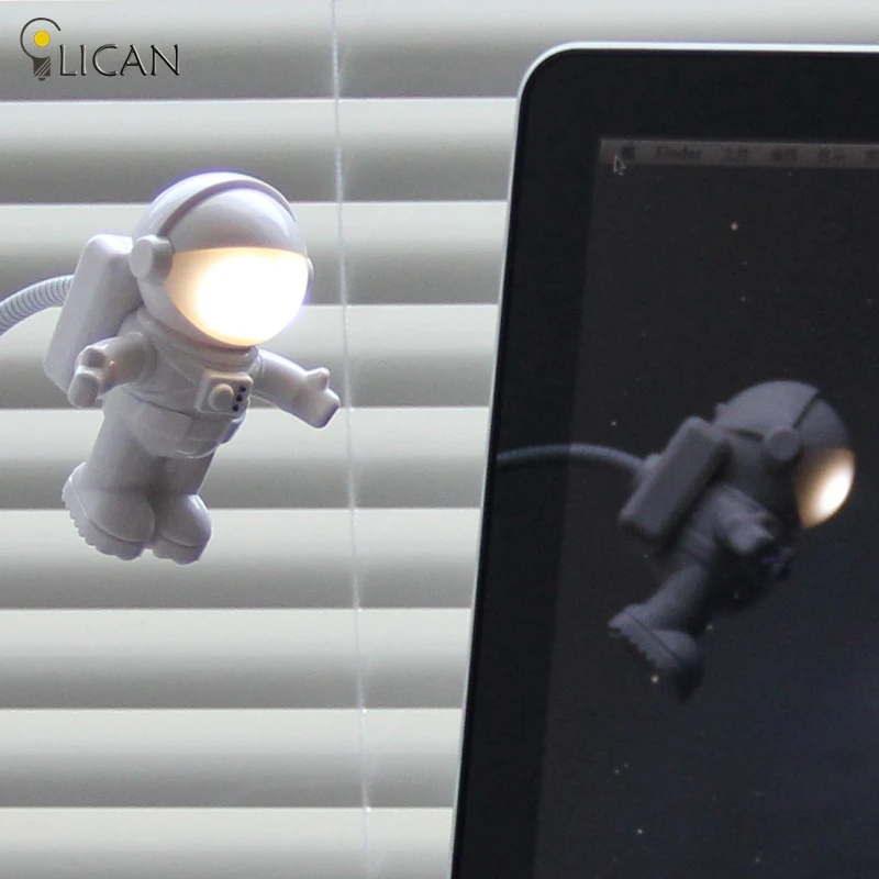 

lican Mini creative Cute Gravity Astronaut Spaceman Flexible Tube Night Lamp For PC Portable Power Laptop Keyboard Reading Lamp