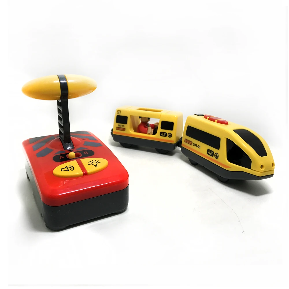 Elétrico com Controle Brinquedo para Crianças com Trilho Elétrico de Madeira com Controle Compatível com Briado Vermelho e Branco Trem Remoto 10 Cheap Carrinhos de brinquedo e de metal