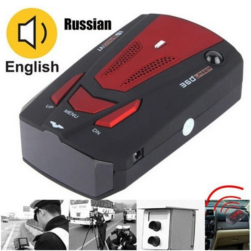 Больше Динамик V7 двойная звуковая автомобильный детектор радара русский и английский голос с лазерным оповещателем 360 градусов светодиодный Дисплей автомобильный радар-детектор