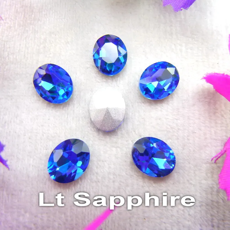 Стеклянный кристалл 4*6 6*8 8*10 10*14 13*18 18*25 20*30 мм Красивые цвета микс овальной формы клей на Стразы бусины орнамент рукоделие diy - Цвет: A18 Lt Sapphire