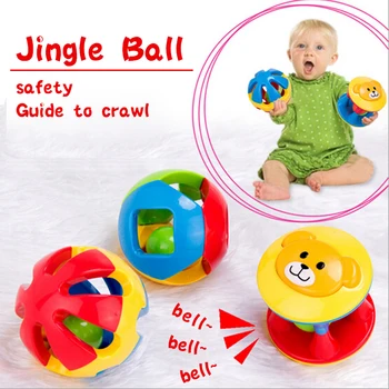 

Baby puzzle colorful sensory ball bell children hand grasp ball 6-12 months baby toys 3 pieces of mesh bag