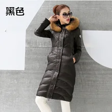 Nice new Europe America style women’s X-long natural raccoon fur duck down&parkas winter fashion slim jackets and coats S1818