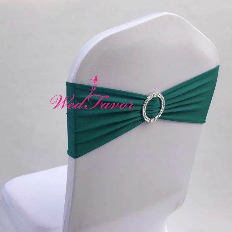 WedFavor 100 шт бирюзовые эластичные ленты из лайкры для стула с галстуком-бабочкой из спандекса с пластиковой круглой пряжкой для свадебного украшения - Цвет: Teal