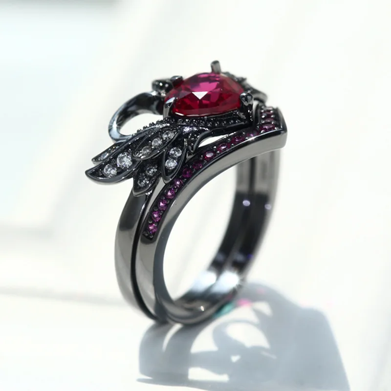 Mossovy Black Swan Zircon Wedding Rings for Women Cubic Zirconia Engagement Ring Fashion Jewelry Bague Femme Anillos Mujer