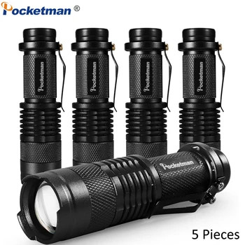 

5 x LED flashlight Mini Zoomable Torch Black Tactical Flashlight with 3 Modes Portable LED Torch for Repairing Camping