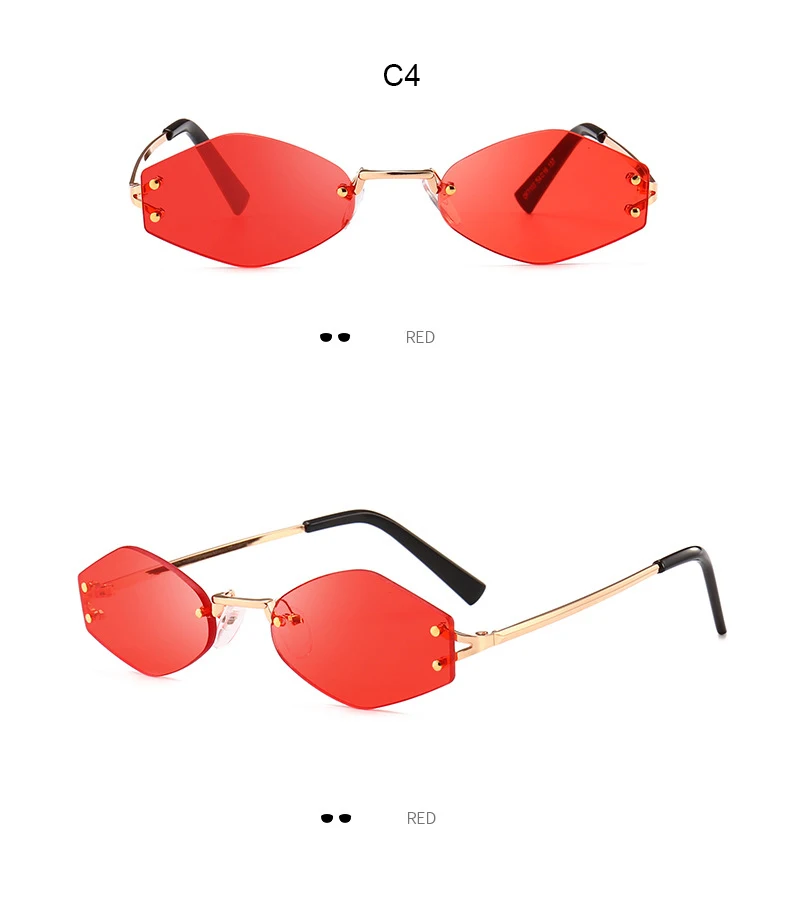 Модные солнцезащитные очки без рамки с полигоном, женские солнцезащитные очки в ретро-оправе, мужские брендовые солнцезащитные очки Oculos De Sol Feminino UV400