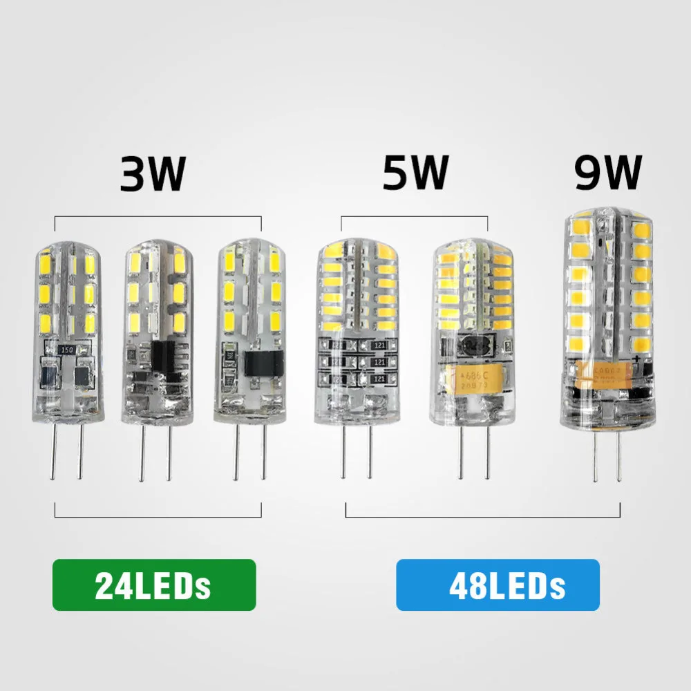 G4 светодиодный SMD 3014 2835 AC DC 12V 220V 3W 5W 9W заменить 10w 20w 30w галогенный светильник 360 Угол луча Рождественский светодиодный светильник