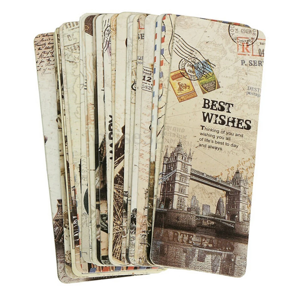 30pcs/set Bookmarks European Scenes Vintage France Paris Eiffel Tower