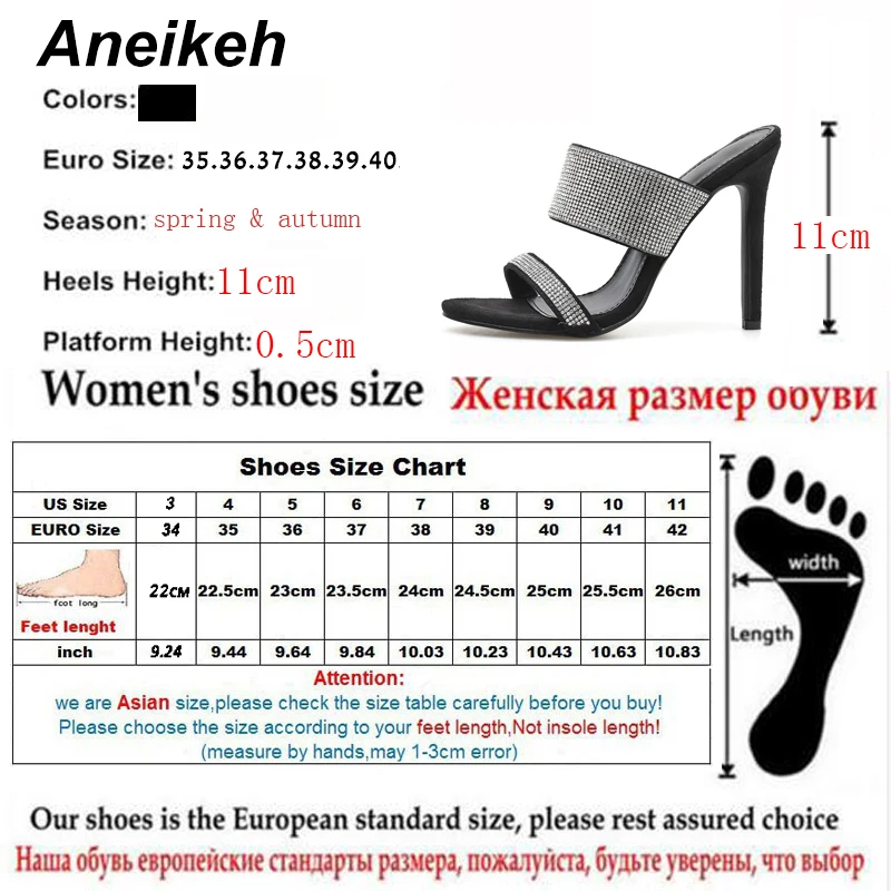 Aneikeh/Новые Модные женские тканевые комнатные туфли на невысоком каблуке с блестками; женские пикантные летние шлепанцы на высоком каблуке; размеры Black35-40