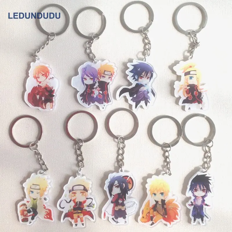 

Naruto Acrylic Keychains Uchiha Sasuke Pendants Cosplay Accessories Set Hatake Kakashi Keyring for Bag Phone Xmas Gift