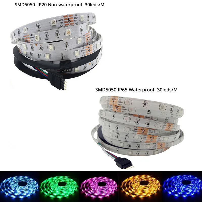 SMD RGB Светодиодные ленты Light 5050 3528 10 м 5 м светодиодные rgb светодиодов ленты светодиод лента Гибкая мини ИК-пульт DC 12 В адаптер Комплект