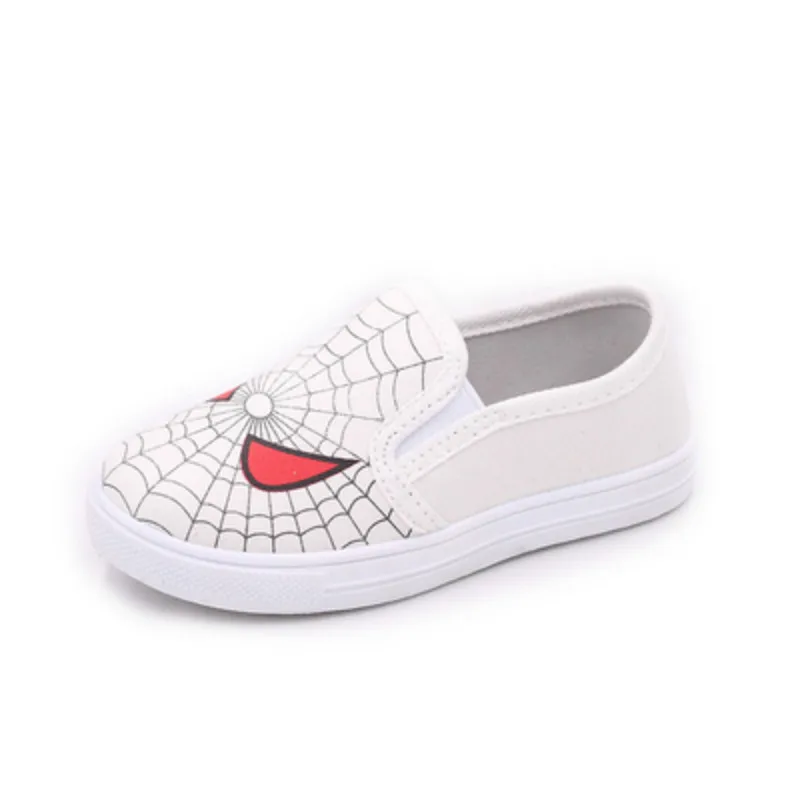 Детская обувь для человека-паука, модные мягкие кроссовки с хлопковой подкладкой для маленьких мальчиков и девочек, спортивная обувь для детей, повседневные лоферы на плоской подошве - Цвет: White B8