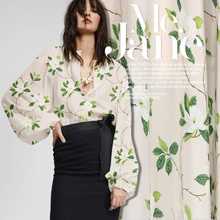 Синий и розовый доступны Цветочный Шелковый, с принтом шелковая крепдешиновая ткань для платья рубашка одежда cheongsam D670