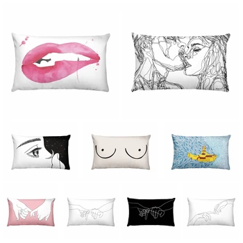 

British Art Pencil Painting Printed Cushion Decorative Pillow Home Pillows Decoration Almofadas Decorativas Para Sofa 50*30cm