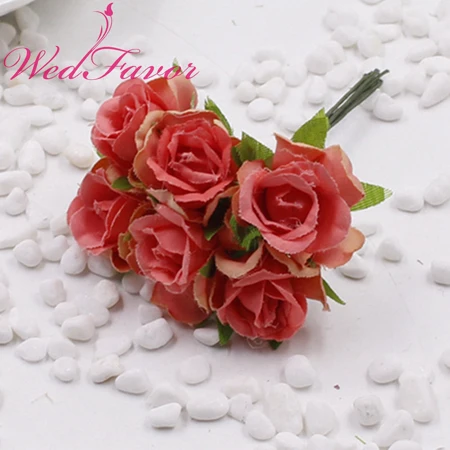 60 шт. 2 см ручной работы Мини искусственная ткань розовый Шелковый цветок букет для волос Венок Бутоньерка Цветок на запястье вечерние свадебные украшения - Цвет: Coral