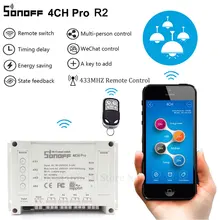 Sonoff 4CH Pro RF Wifi Smart Switch 4 Gang 433MHZ Mounting Wireless Control Wi-fi Smart Switch Home Light Remote 10A 2200W Alexa