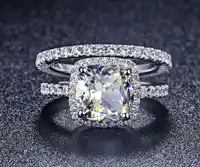 ステートメント人気haloスタイルプリンセスカット1カラットsonaダイヤモンドの婚約結婚指輪固体スターリングシルバーリング付きボックス