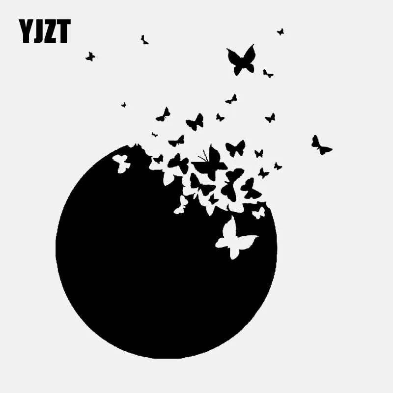 YJZT 14.5CM*17.3CM Sun Bursting Into Butterflies Removable Vinyl Decal Car Sticker Decor Black/Silver C24-0169 | Автомобили и