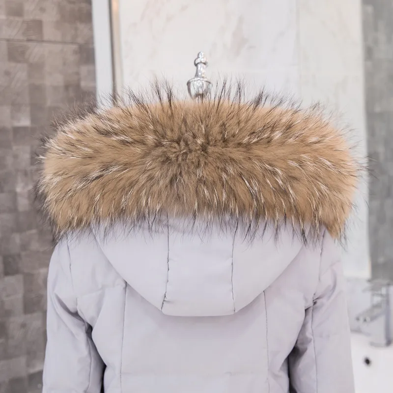 ZDFURS* Роскошный шейный теплый меховой шарф для пальто зимой натуральный мех енота меховой воротник шарф для меховая Парка женская шаль обертывания