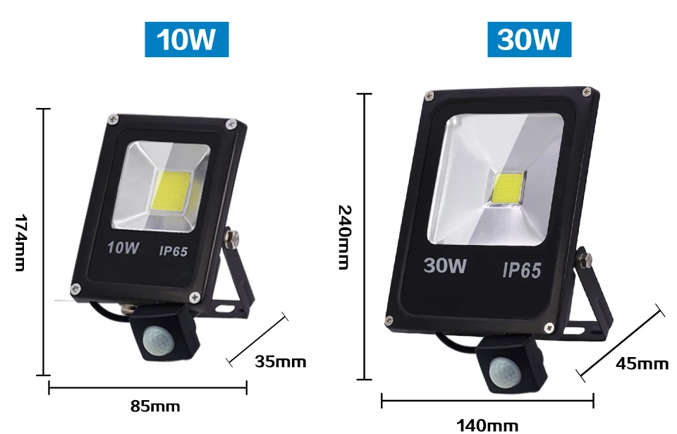 Датчик движения светодиодный прожектор 10 Вт 30 Вт 50 Вт AC 220 В водонепроницаемый IP65 Точечный светильник s светодиодный точечный настенный светильник