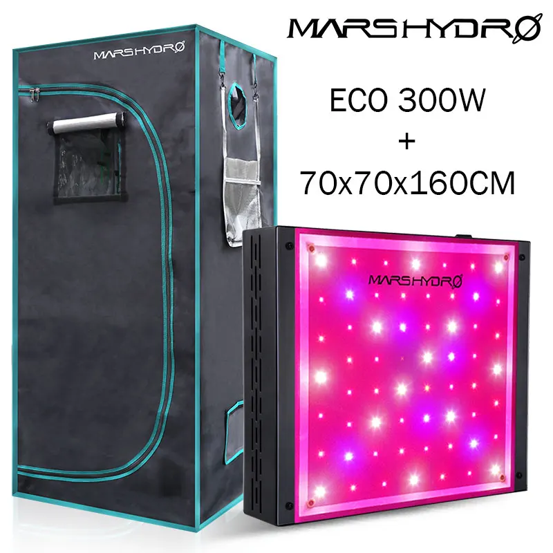 

Mars hydro Led grow light full spectrum ECO 300W energy saving lights and 70x70x160cm indoor garden hydroponics led grow tent