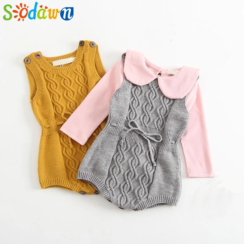 Sodawn Baby Girls Boys Clothes 2018 Autumn Winter Wool Jumpsuit Plush Knit Romper Jumpsuit Clothes Baby Clothing Set Knit suit
