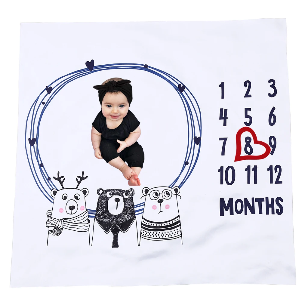  Newborn Photo Blanket Infant Monthly Blanket Baby Blanket Photo Props, Baby Monthly Milestone Blanket for Newborn Baby Clothing