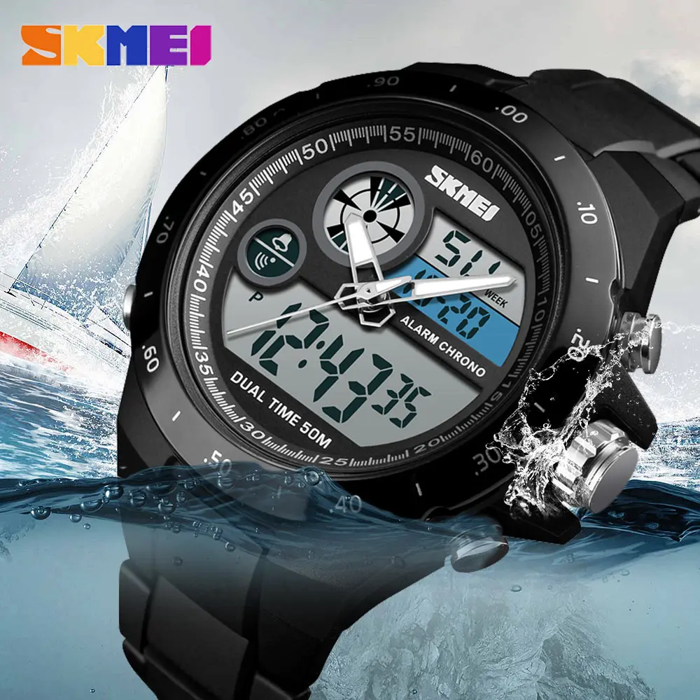 

Fashion SKMEI Relojes Hombre Zegarki Men Outdoor Sports Watch Man Digital Wristwatch Dual Display Waterproof Clock Montre Hommes