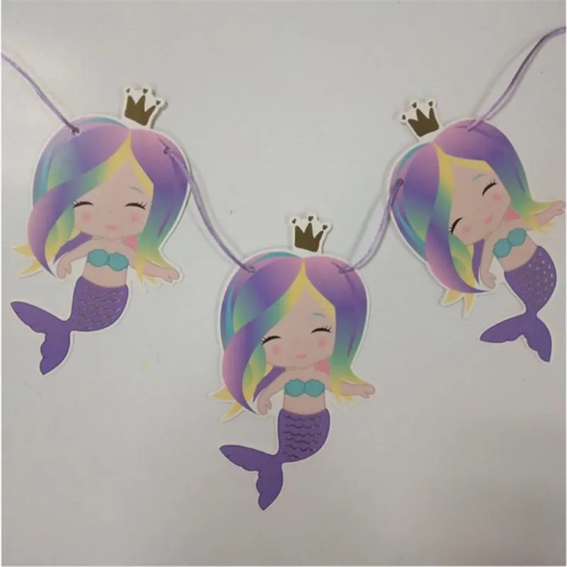 

3m Cartoon Mermaid Banner Garland Baby Shower Birthday Party Flag Wedding Banner Party Decoration Dropshipping