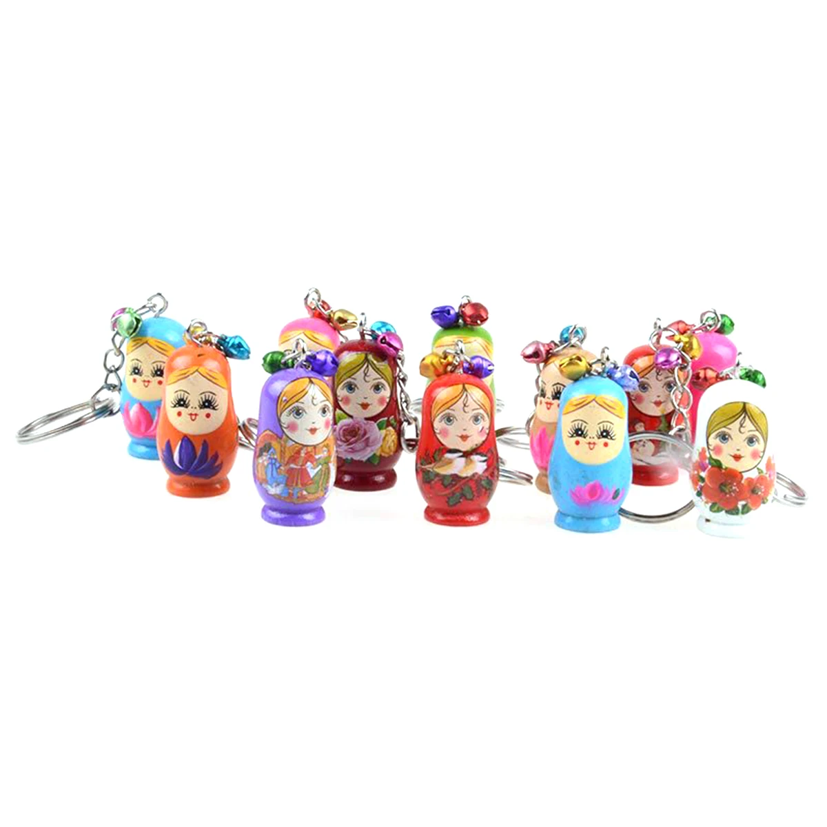 12PCS Creative Key Chains Wood Matryoshka Russian Dolls Key Ringsin Key Chains from Jewelry