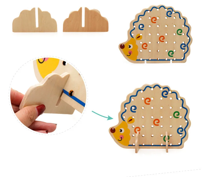 Для раннего развития головоломка Монтессори игрушка деревянный Ежик фрукты шарик лабиринт