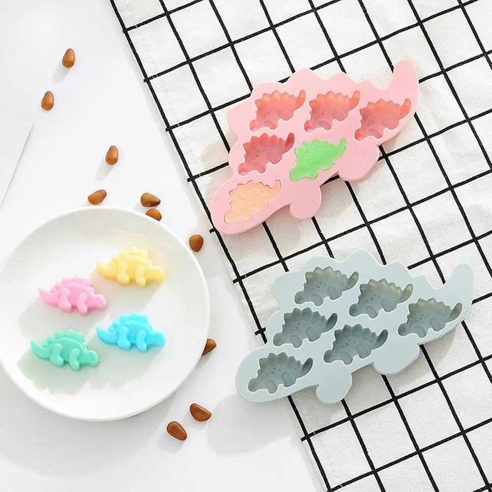 

E-doo Ice Cube Tray, Silicone Dinosaur Shape 6 Ice Cube Mold for Candy, Chocolate, Desserts, Baking and Cooling Drinking