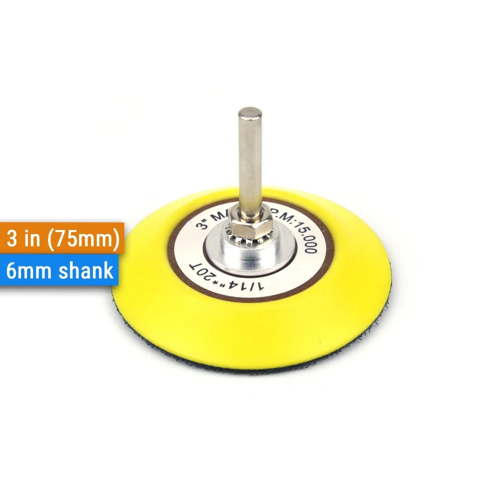 3 Inch (75mm) Assorted Grits Silicon Carbide Hook&Loop Sanding Discs+ 6mm Backing Pad + Foam Interface Pad for Wet/Dry Sanding