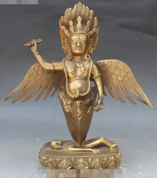 

12" Tibet Buddhism Bronze Mahakala Winged Garuda Bird Faqi Phurba Dagger Holder