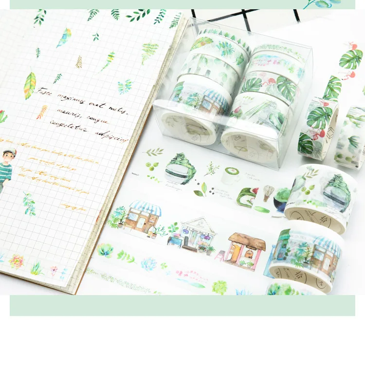 8 шт./компл. 0,5/1,5/3 см для девушек изоляционная лента Washi Винтаж DIY Тетрадь наклейки Скрапбукинг Kawaii декоративная клейкая лента