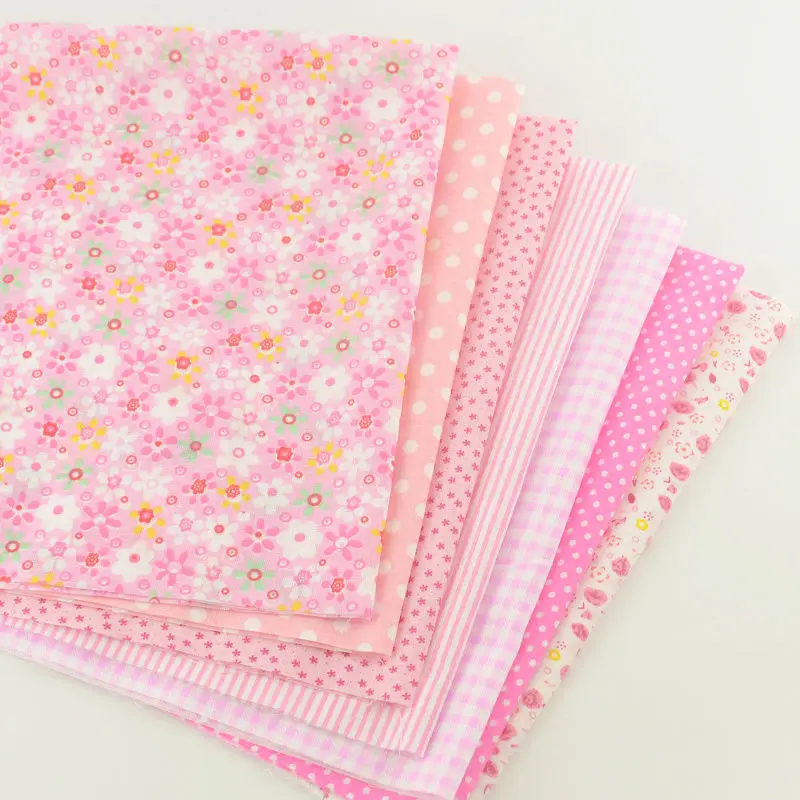 Розовый цветочный узор красивый светильник розовый цвет наборы 7 шт./лот хлопковая ткань лоскутное шитье простой швейный домашний текстиль занавеска