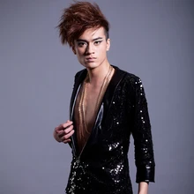 Черный Блестящий Модный блейзер для мужчин Тонкий маленький костюм костюмы для певицы для сцены куртка Костюмы для выступлений мужская одежда 2XL