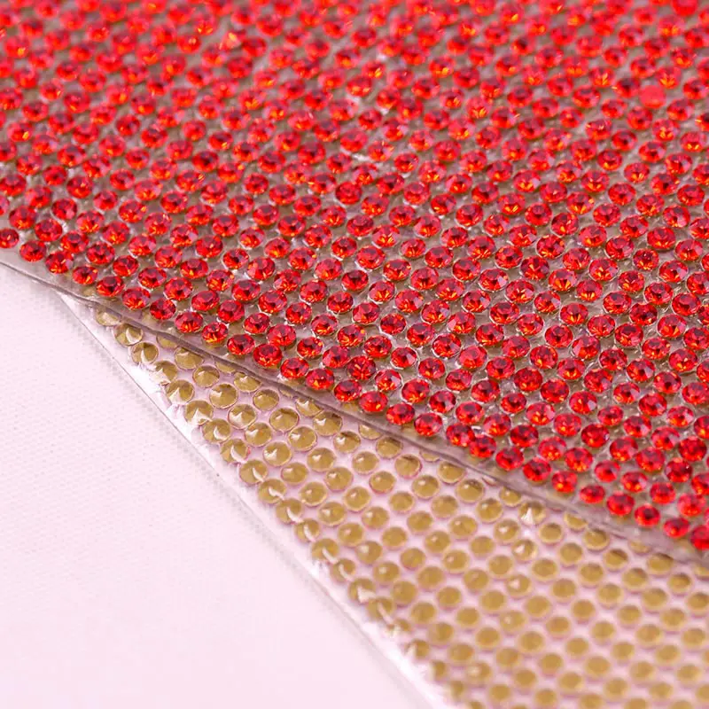 JUNAO 24*40cm Clear Hotfix Glass Rhinestone Mesh Trim Crystal Fabric Sheets Strass Applique for Dress Jewelry Decoration 