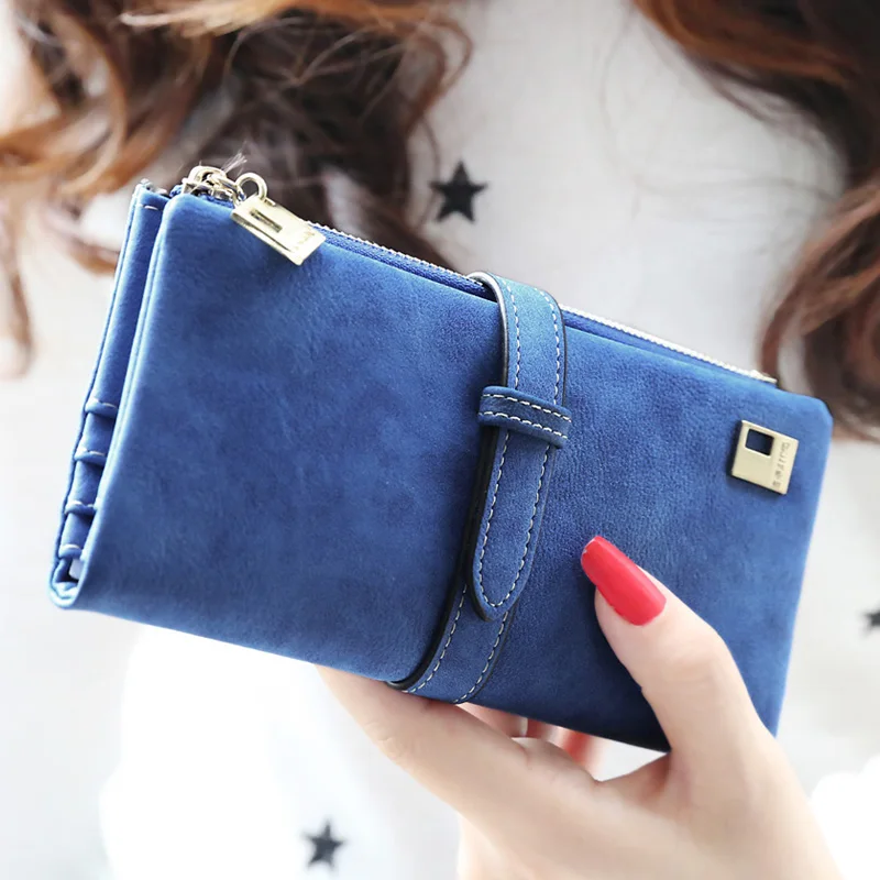 Women Wallet Luxury Matte PU Female Leather Card Wallet Long Zipper Soft Fashion Ladies Long Day Clutch Coin Purse Card Holder