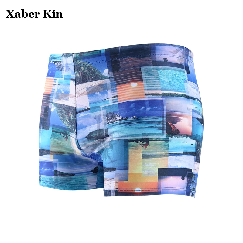 Buy New 2017 Print Mens Swimming Trunks Quick Dry Men