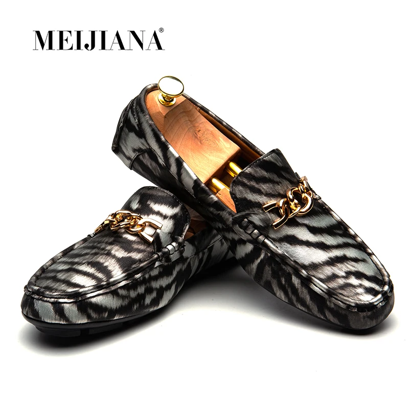 La Nouveau Zèbre Mode Hommes Conduite Casual De En Marque Appartements Bateau Cuir Motif Chaussures Blanc Slip 2018 Sur Meijiana 70pqn