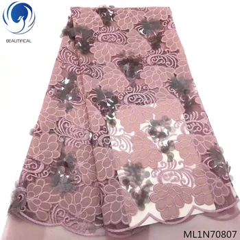 

BEAUTIFICAL embroidery velvet lace tulle lace fabric african velvet lace fabric with sequins for bridal dress ML1N708