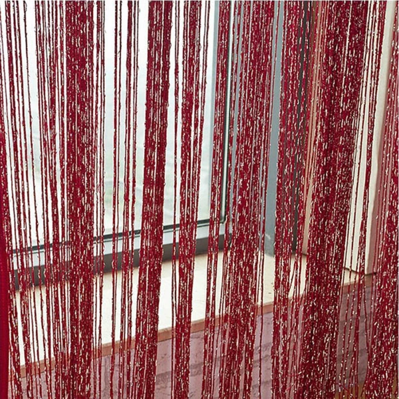 

95cm*200cm Shiny Tassel Flash Silver Line String Curtain Window Door Divider Sheer Curtain Valance Home Decoration