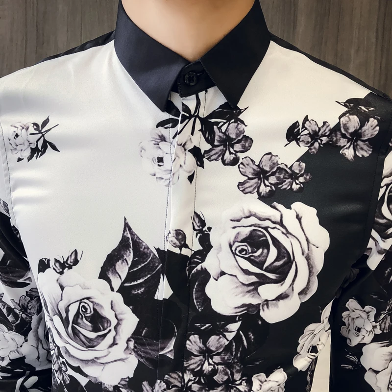 Розовая рубашка Мужская Дизайнерская рубашка с узорами Ropa De Hombre мужская приталенная рубашка с длинным рукавом на пуговицах для свадьбы мужские Клубные вечерние рубашки