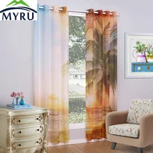 MYRU Fashion Scenic/ Fruits Pattern Printing Window Screen 2 Panels/Pair Terylene Sheer Curtain Tulle Curtain 6 Patterns 3 Sizes