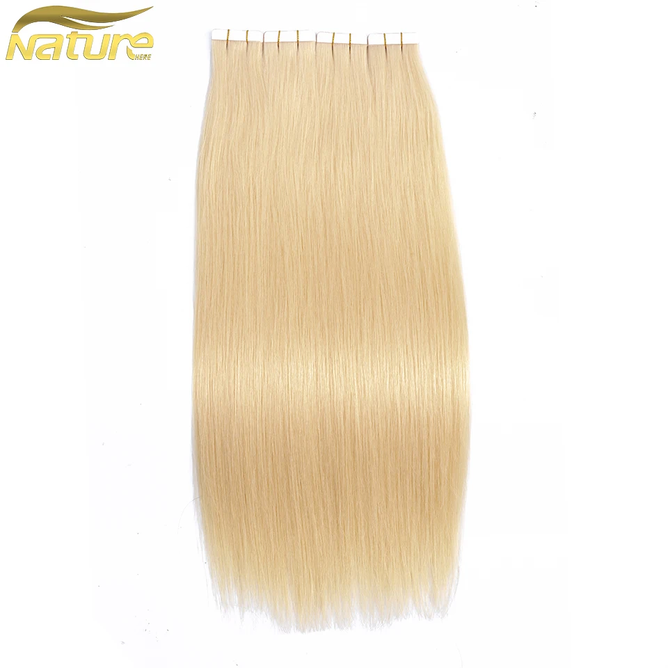NatureHere Double Drawn Tape In Human Hair Extensions Hair Remy