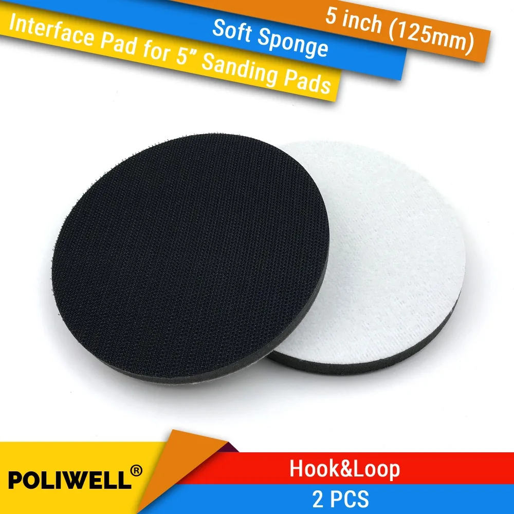

2PCS 5 Inch(125mm) Soft Sponge Interface Pads for Back-up Sanding Pad and Hook&Loop Sanding Discs for Uneven Surface Polishing