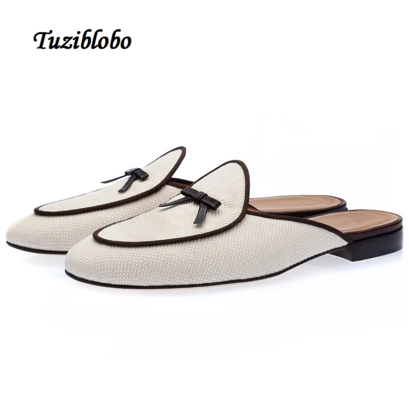 

Shoes Woman Handmade Bowtie Loafers Mules Flat Slip-on Comfortable Business Shoes 2019 Style Party Dress Shoes for Men
