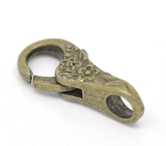 

DoreenBeads Zinc metal alloy Lobster Clasp Antique Bronze Flower Pattern 25mm(1") x 11mm( 3/8"), 2 PCs new